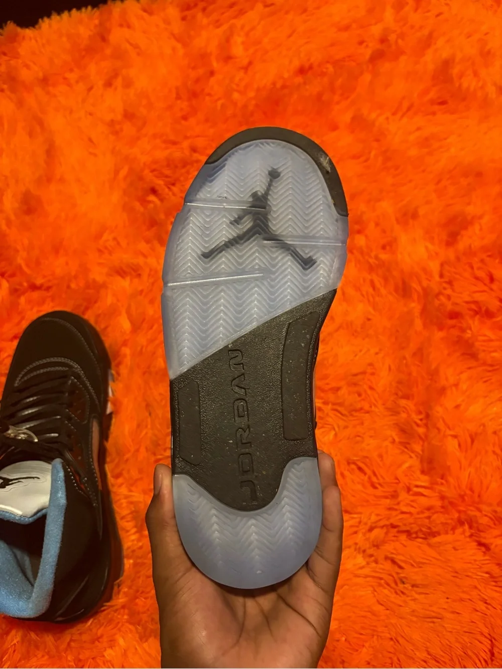 Jordan Black and Light Blue High-Top Sneakers